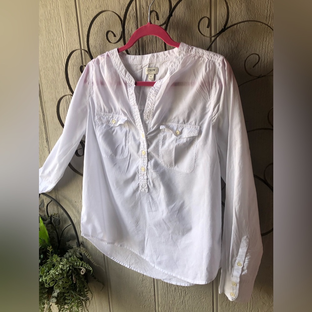 White 3/4 button down J Crew